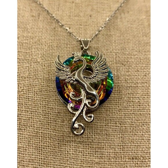 Phoenix Multi Crystal colored Pendant Necklace - Picture 2 of 11